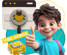 Тестирование & Vibe Debug. Охотники за багами - КИБЕРшкола программирования для детей, компьютерные курсы для школьников, начинающих и подростков - KIBERone г. Тверской